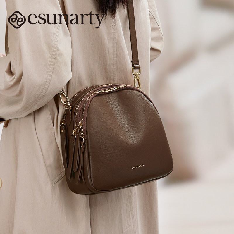 真皮女式斜挎包2025新款复古秋冬季手提包软牛皮小挎包女士贝壳包,淘宝优惠券,粉丝福利购,淘宝优惠卷