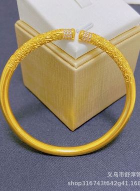 越南沙金祥云金箍棒手镯古法传承悟空镶钻紧箍咒金箍圈戒指女镯子