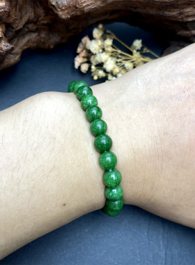 跨境爆款手链欧美天然石水晶手串手镯绿色青甘玉男女士首饰配饰品