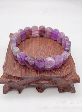 跨境爆款天然石手排菱形切面手链紫水晶虎眼石等各色宝石水晶手串