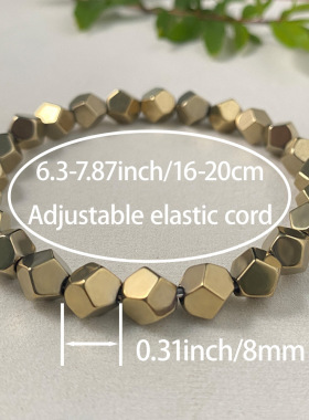 temu希音tk跨境爆款手链切面黄铜矿手串欧美热卖切面弹力几何造型