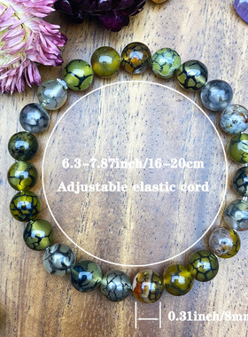 跨境爆款手链天然黑龙纹玛瑙手链吸引神秘力量权威手串黄绿色串珠