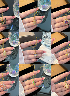 日韩风钛钢项链女百搭小众设计感轻奢锁骨链爱心吊坠饰品安卡拉女