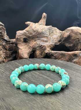 temu希音TK跨境爆款手链果绿色蛇皮石手串绿色寿山石串珠厂家批发