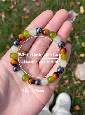 跨境爆款手链虎眼石黑胆石招财吸引财富丰盛繁荣能量百搭款手串珠