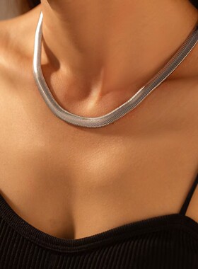 欧美爆款10mm黄铜合金大扁蛇项链镀金项链男士配饰品夏季现代蛇形