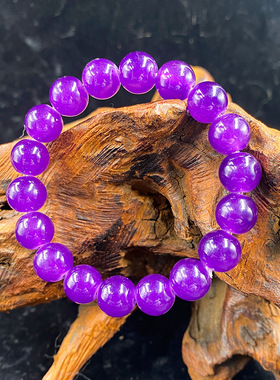 10mm葡萄紫玻璃防紫水晶琉璃圆珠手链跨境热销款手链地摊节日赠品