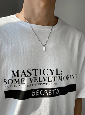 银色小砖块简约男士项链女ins嘻哈小众设计锁骨链轻奢毛衣链配饰