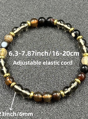 新款黑色玛瑙透明招财纳福玻璃珠手链跨境天然石气质文玩珠手串珠