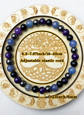 跨境爆款手链天然 8mm蓝东陵自信能量增强决心勇气自我手工串珠TK