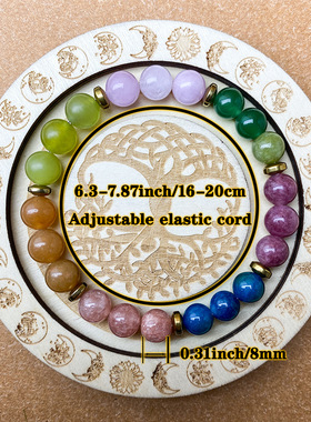 跨境爆款手链天然粉水晶多色能量传递正向认可增强自信彩虹手串珠