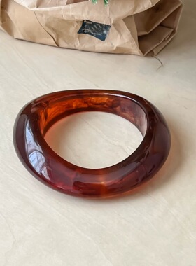 跨境简约多色树脂手环时尚大气不规则透明弧面异形手环手镯饰品配