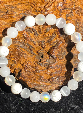跨境爆款手链白松白猫眼拼色舒缓镇定情绪稳定疗愈款天然石白松石