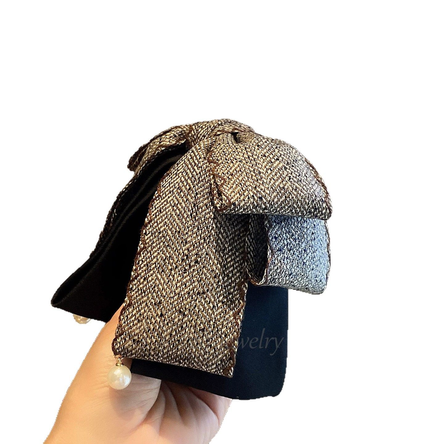 韩国东大门新款咖色多层蝴蝶结高马尾夹女时尚气质后脑勺发抓发卡,淘宝优惠券,粉丝福利购,淘宝优惠卷