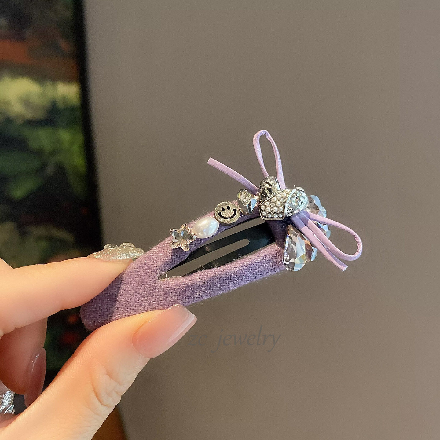 韩版东大门紫色蝴蝶结爱心边夹高级感精致轻奢高档气质刘海侧边夹,淘宝优惠券,粉丝福利购,淘宝优惠卷