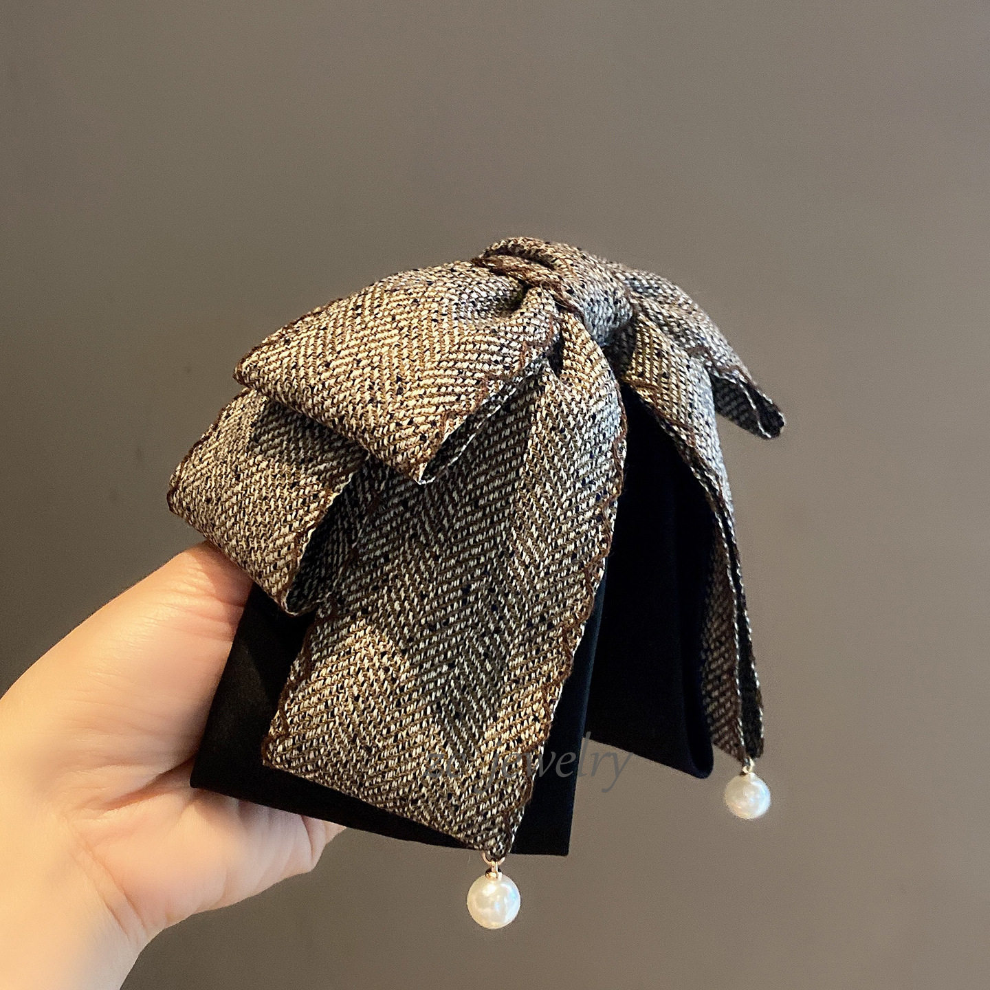 韩国东大门新款咖色多层蝴蝶结高马尾夹女时尚气质后脑勺发抓发卡,淘宝优惠券,粉丝福利购,淘宝优惠卷