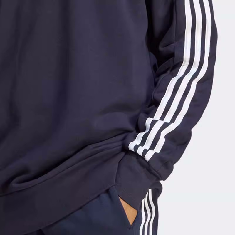 Adidas阿迪达斯卫衣男子圆领三条纹简约运动套头衫 IC9317 IC9318 - 图2