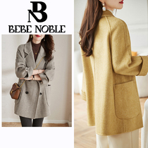 BEBE NOBLE double-sided wool coat for women 2023 new autumn and winter advanced texture high-end zero cashmere jacket
