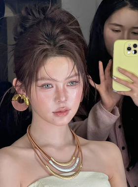 康康造型新娘耳环项链锁骨链欧美夸张个性小众高级感礼服晨袍耳饰