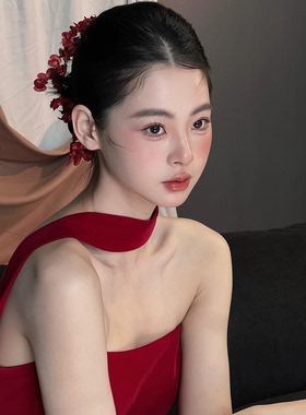 新娘丝带丝绒挂脖子飘带纯色丝巾围脖巾领巾礼服敬酒服晨袍配饰品