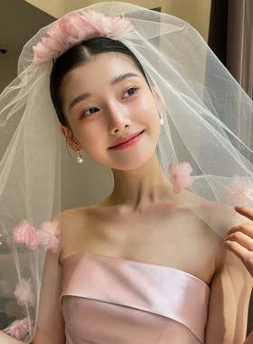 头纱新娘主婚纱结婚领证求婚旅拍