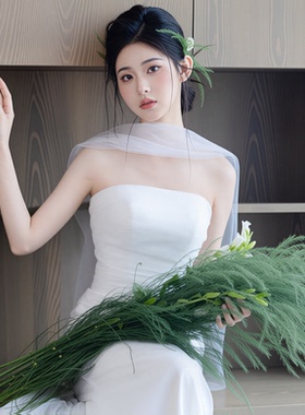 新娘纱巾长款围巾丝巾飘带脖纱披肩纱婚纱礼服晨袍写真旅拍配饰品