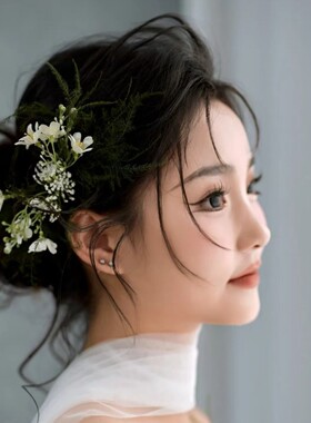 康康造型韩式新娘头饰森系仿真干草花朵结婚礼服晨袍婚纱旅拍发饰