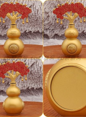 百福葫芦摇钱树转转摆件金属材质