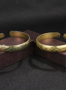 雏菊花朵纯黄铜手镯女加宽送妈妈