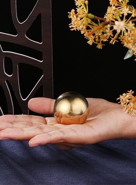 6厘米大号纯黄铜实心铜球保健球