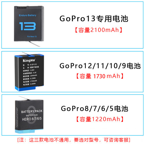 适用GoPro13/12/11/10/9/8/7/6/5电池充电器电池仓盒三充配件 - 图0