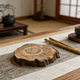 Old material northern agarwood conformable tea mat, solid wood anti-scald coaster and pot mat, wood texture home stay wabi-sabi style