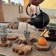 Wabi-sabi wind log growth ring agarwood chip natural-shaped coaster anti-scalding heat-insulating coaster comes with woody photography props