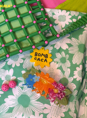BOMBCACA 如花在野 原创设计彩色花花发抓抓夹发饰顶夹鲨鱼夹发夹