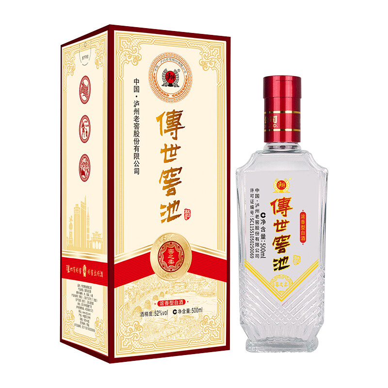 泸州老窖股份传世窖池窖之柔浓香型白酒 52度 500ml*6瓶