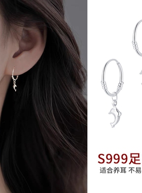 S999纯银耳圈女2026新款爆款睡觉免摘养耳洞耳钉圈圈耳骨环