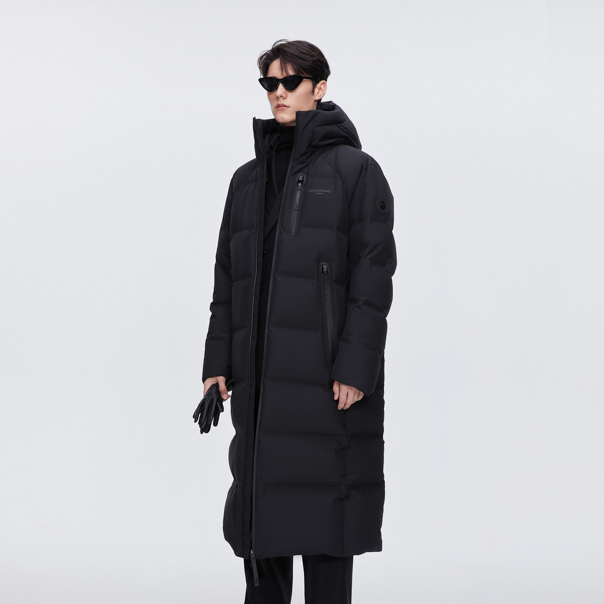 波司登2024冬季加厚过膝男女同款时尚连帽长款巴黎线羽绒服