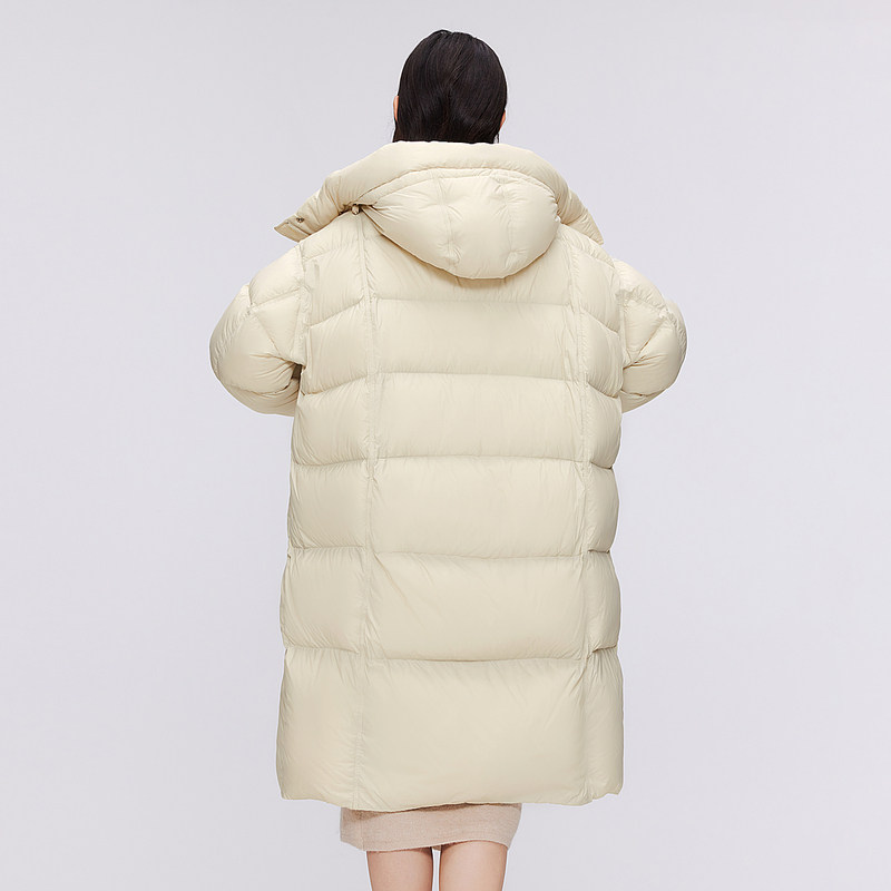 波司登羽绒服女2023新时尚休闲零压系列长款连帽外套B30145924XS