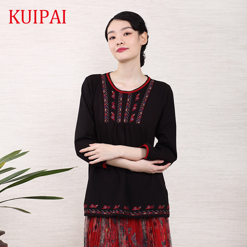 葵牌原创设计民族风中老年宽松t恤 葵服饰T恤