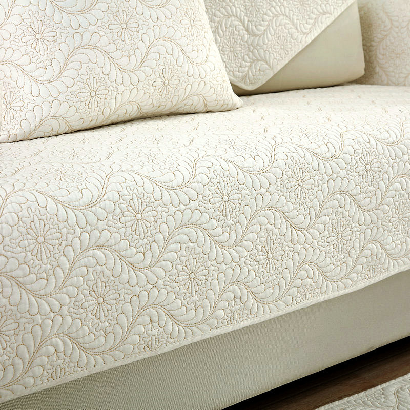 纯棉全棉沙发垫现代简约四季通用双面刺绣靠背巾布艺沙发坐垫套罩