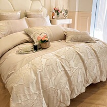 Light Extravagant Advanced Sensation ~ 120 Total Cotton Four Pieces Nude Sleeping Pure Cotton Embroidery Quilt Cover Bed Gasawara Bed Accessories