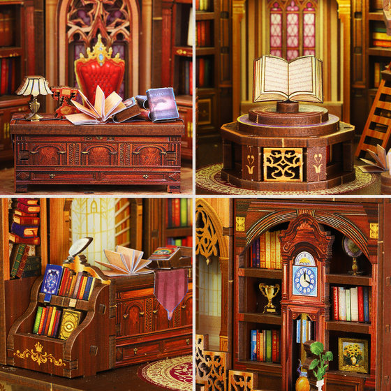DIY hand-assembled 3D mini bookend house