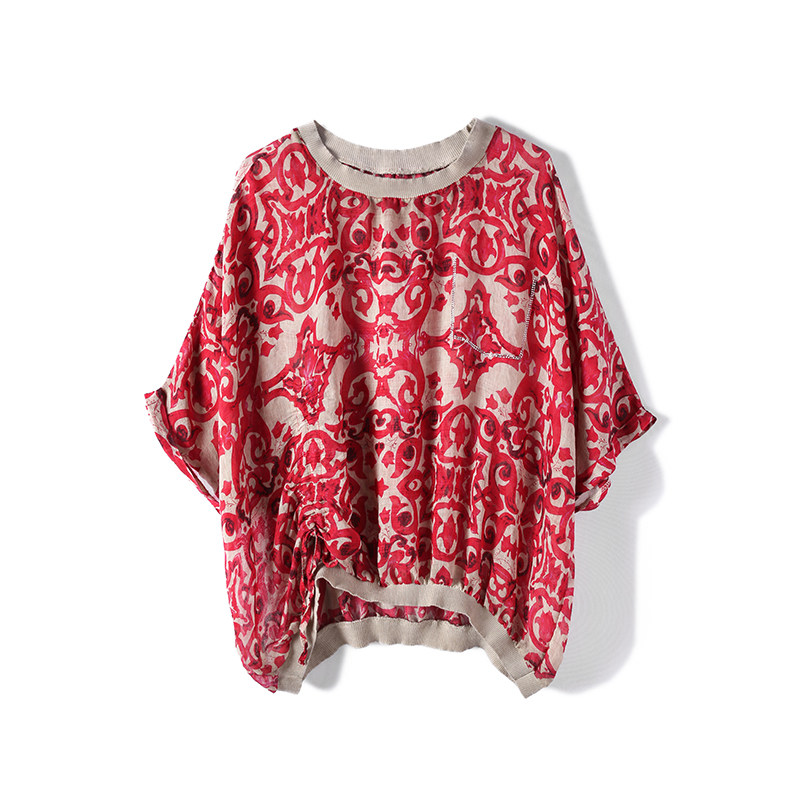 秋比超薄雪纺半袖2020夏季新款衬衫 qiubi服饰蕾丝衫/雪纺衫