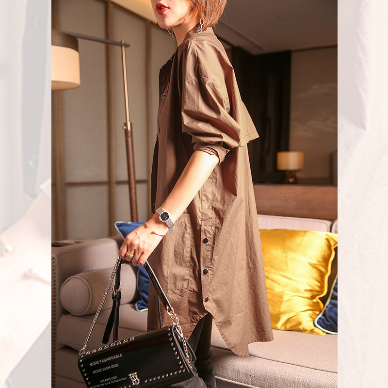 秋比中长款早秋新款七分袖薄款衬衫 qiubi服饰衬衫