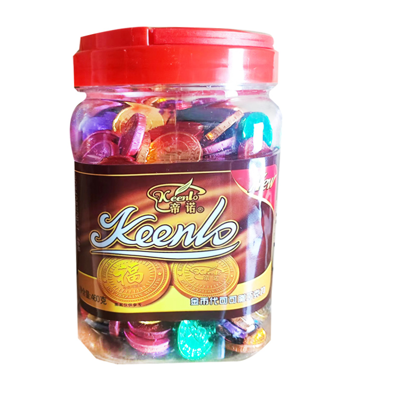 包邮460g2桶装代可可脂零休闲食品结婚庆喜糖果 帝诺 金币巧克力 - 图1