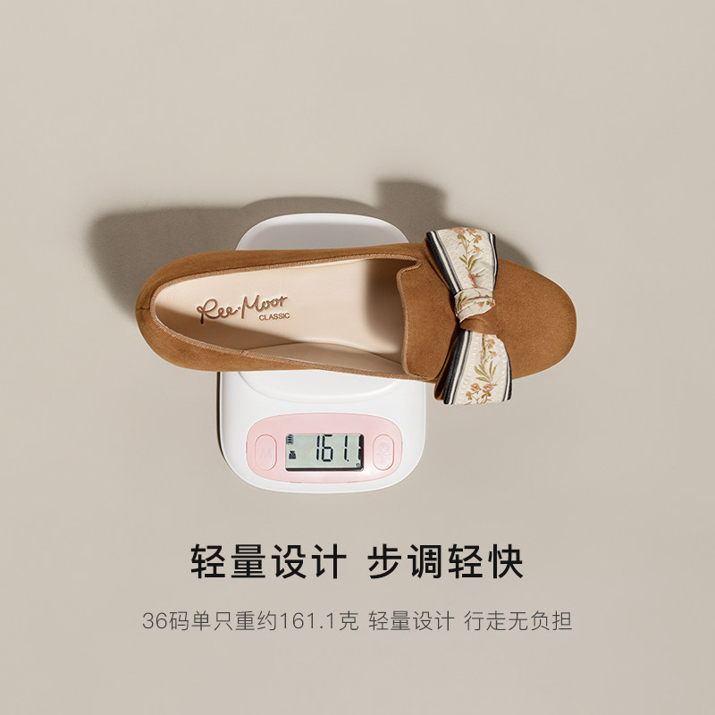 REEMOOR睿慕蝴蝶结豆豆鞋2026春夏新款织带乐福鞋软底一脚蹬女鞋,淘宝优惠券,粉丝福利购,淘宝优惠卷