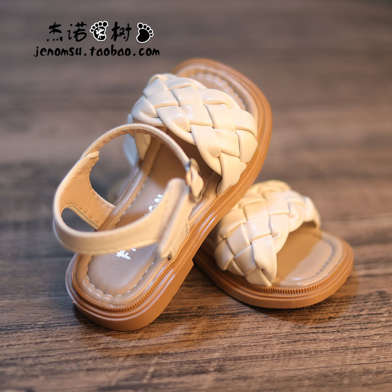 女童凉鞋2025新款韩版夏季公主软底宝宝露趾鱼嘴沙滩鞋编织罗马鞋,淘宝优惠券,粉丝福利购,淘宝优惠卷