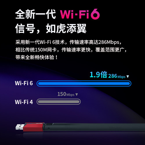普联TP-LINK USB增强免驱动无线网卡台式机笔记本电脑随身wifi发射器即插即用迷你网络信号XDN6000H免驱版 - 图0