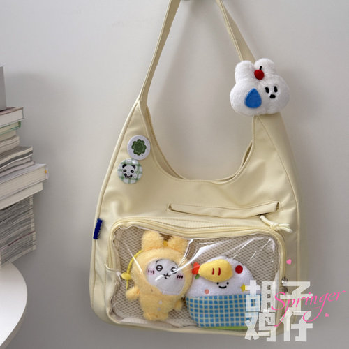 胡子鸡仔透明痛包大容量二次元少女生高颜值学生党单肩包女谷子包 - 图3