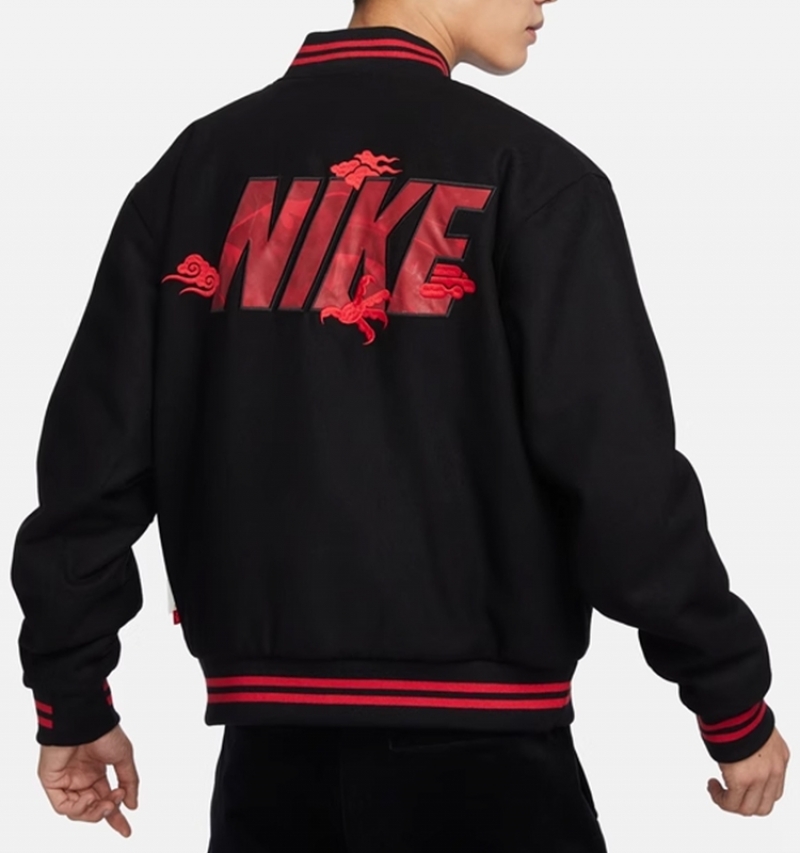 Nike/耐克男子立领刺绣保暖运动休闲棒球服外套夹克 FZ6372-010 - 图0